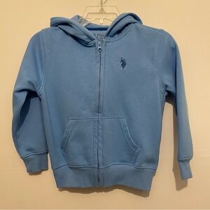 U.S. Polo Assn. Light Blue Kids Hooded Jacket Boys Small (6-7) Thick Full Zip
